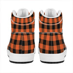 Pumpkin Orange Buffalo Check Print High Top Leather Sneakers