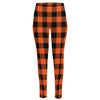 Pumpkin Orange Buffalo Check Print High-Waisted Pocket Leggings