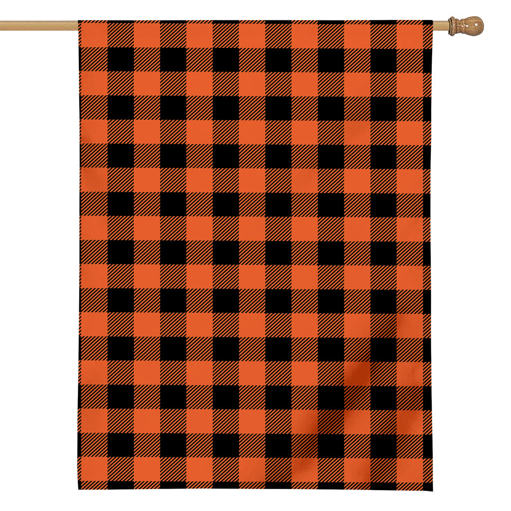 Pumpkin Orange Buffalo Check Print House Flag