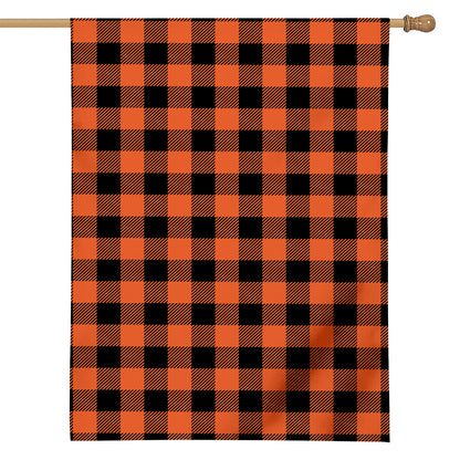 Pumpkin Orange Buffalo Check Print House Flag