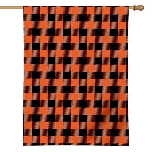 Pumpkin Orange Buffalo Check Print House Flag