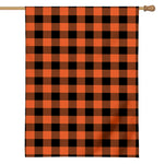 Pumpkin Orange Buffalo Check Print House Flag