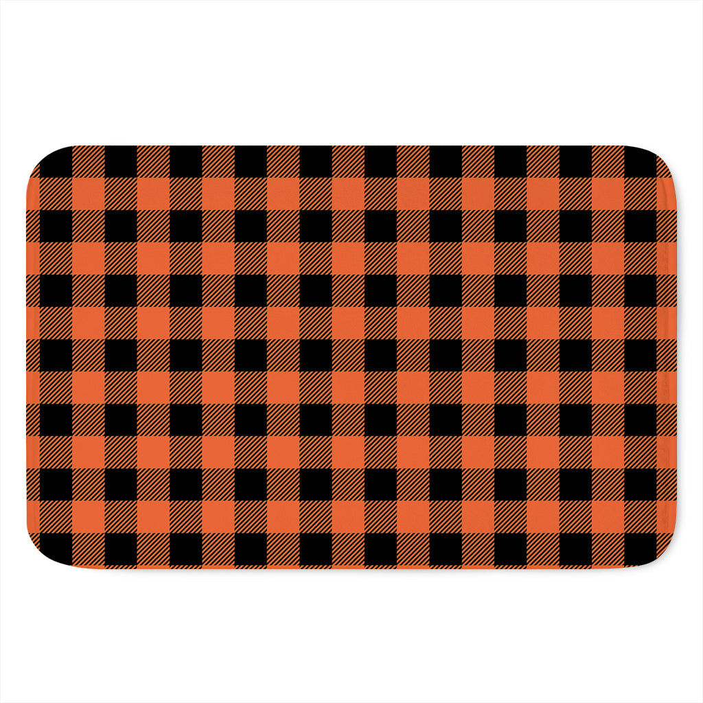 Pumpkin Orange Buffalo Check Print Indoor Door Mat