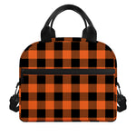 Pumpkin Orange Buffalo Check Print Insulated Lunch Bag