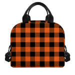 Pumpkin Orange Buffalo Check Print Insulated Lunch Bag
