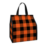 Pumpkin Orange Buffalo Check Print Insulated Lunch Tote