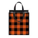 Pumpkin Orange Buffalo Check Print Insulated Lunch Tote