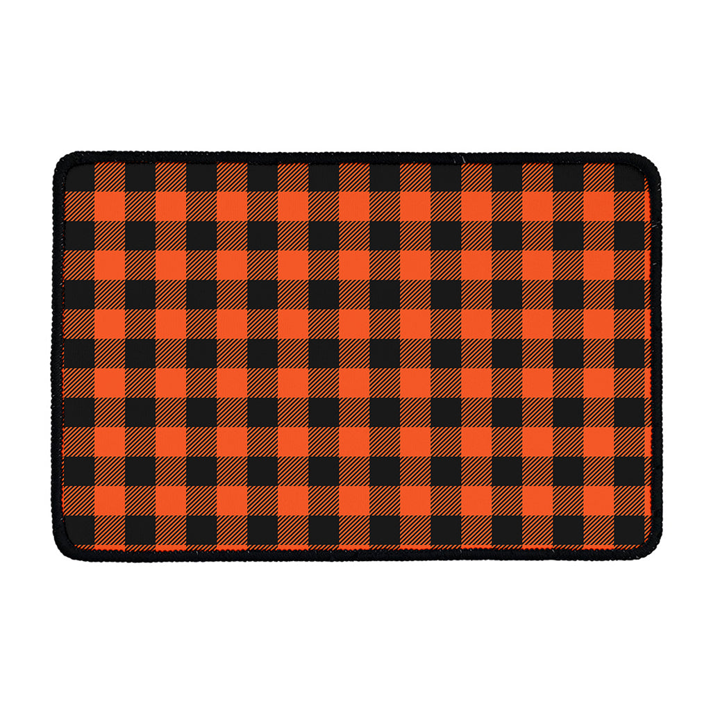 Pumpkin Orange Buffalo Check Print Kitchen Mat