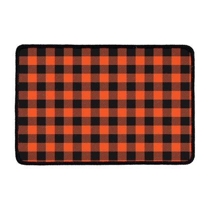 Pumpkin Orange Buffalo Check Print Kitchen Mat