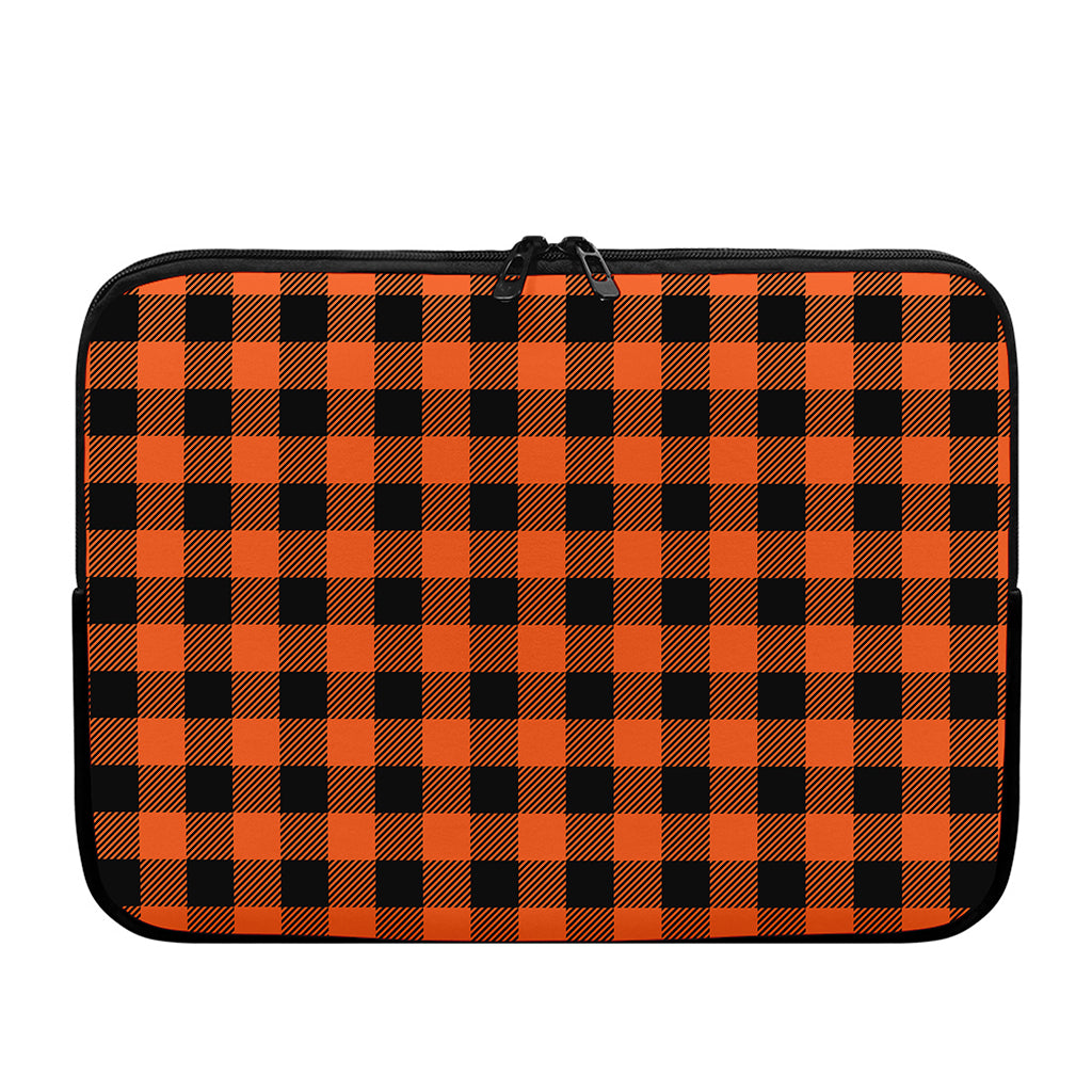 Pumpkin Orange Buffalo Check Print Laptop Sleeve