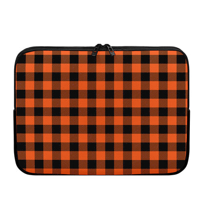 Pumpkin Orange Buffalo Check Print Laptop Sleeve