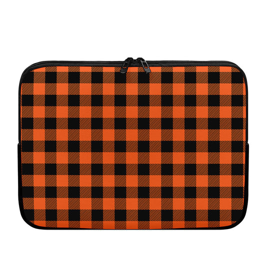 Pumpkin Orange Buffalo Check Print Laptop Sleeve
