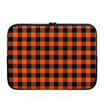 Pumpkin Orange Buffalo Check Print Laptop Sleeve
