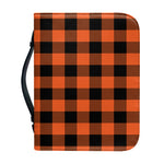 Pumpkin Orange Buffalo Check Print Leather Bible Cover