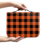 Pumpkin Orange Buffalo Check Print Leather Bible Cover