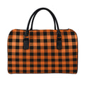 Pumpkin Orange Buffalo Check Print Leather Duffel Bag