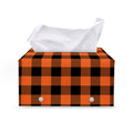 Pumpkin Orange Buffalo Check Print Leather Tissue Box Cover