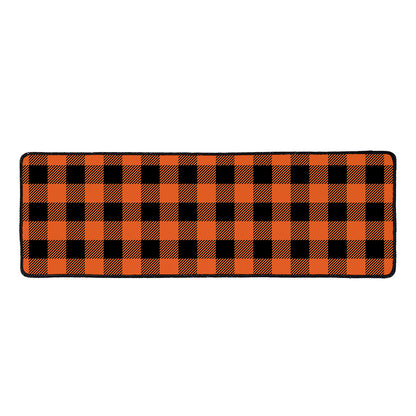 Pumpkin Orange Buffalo Check Print Long Kitchen Mat