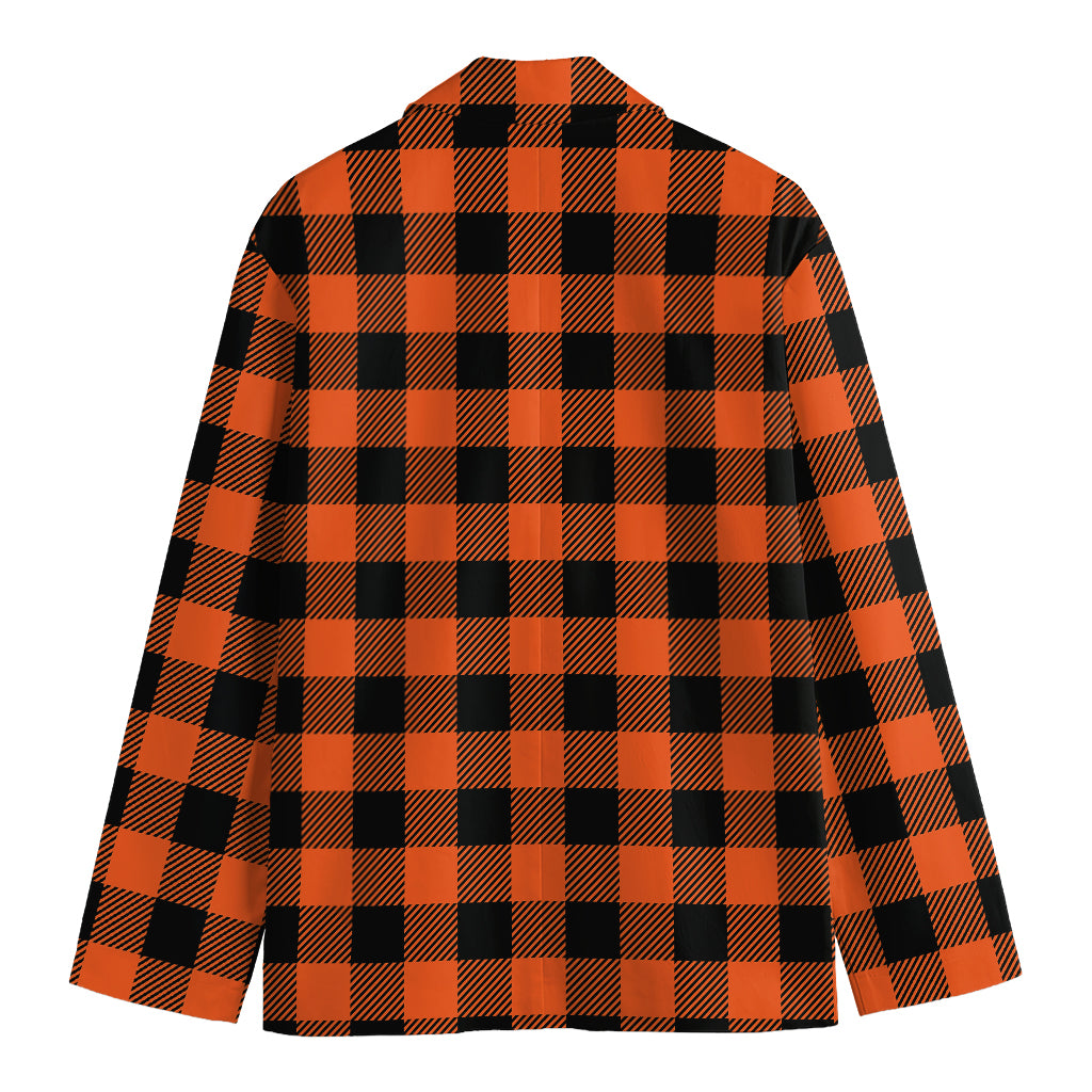 Pumpkin Orange Buffalo Check Print Men's Blazer