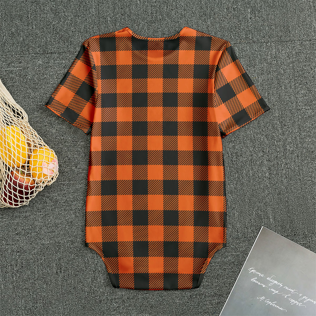 Pumpkin Orange Buffalo Check Print Men's Bodysuit