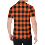 Pumpkin Orange Buffalo Check Print Men's Shirt