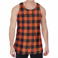 Pumpkin Orange Buffalo Check Print Men's Velvet Tank Top