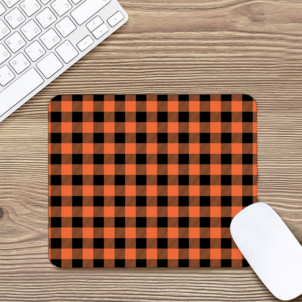 Pumpkin Orange Buffalo Check Print Mouse Pad