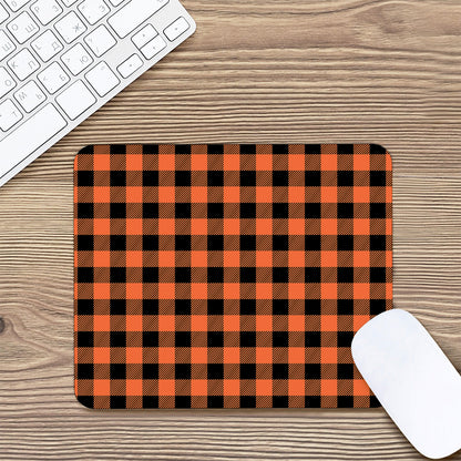 Pumpkin Orange Buffalo Check Print Mouse Pad