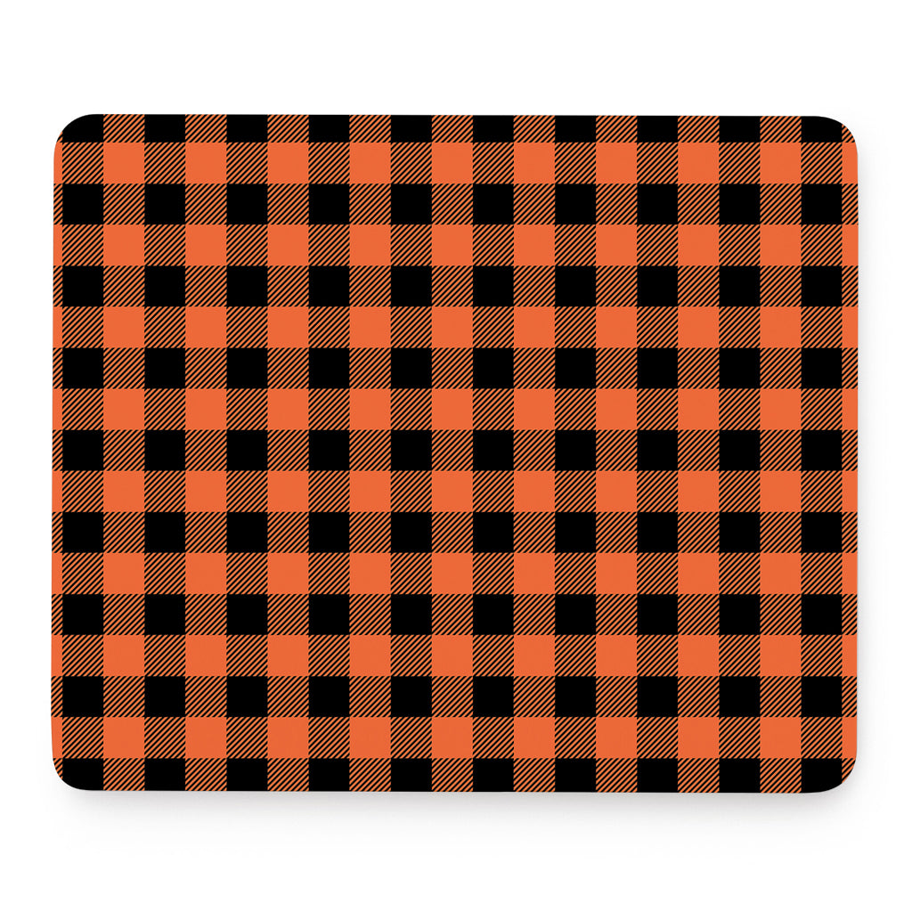 Pumpkin Orange Buffalo Check Print Mouse Pad