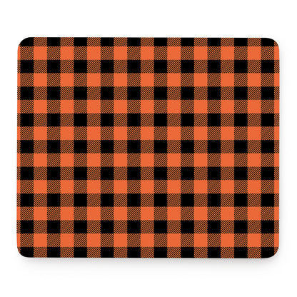Pumpkin Orange Buffalo Check Print Mouse Pad