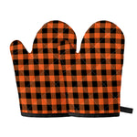 Pumpkin Orange Buffalo Check Print Oven Mitts