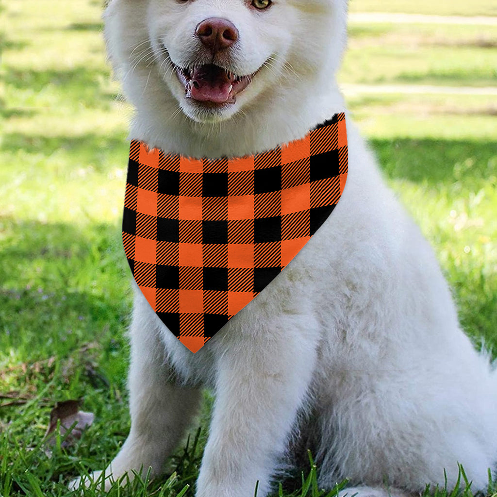 Pumpkin Orange Buffalo Check Print Over The Collar Dog Bandana