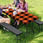 Pumpkin Orange Buffalo Check Print Picnic Table Cover
