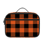 Pumpkin Orange Buffalo Check Print Portable Lunch Bag