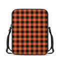 Pumpkin Orange Buffalo Check Print Rectangular Crossbody Bag