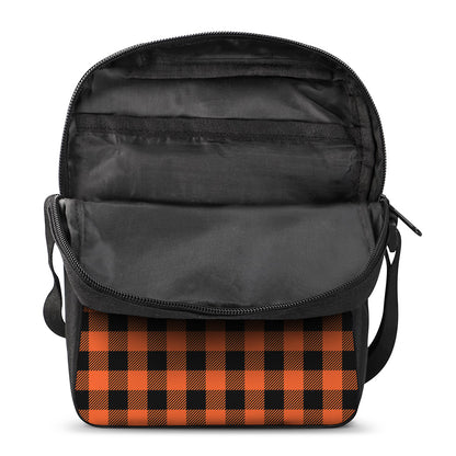 Pumpkin Orange Buffalo Check Print Rectangular Crossbody Bag
