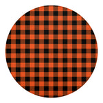Pumpkin Orange Buffalo Check Print Round Blanket