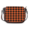 Pumpkin Orange Buffalo Check Print Saddle Bag