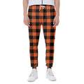 Pumpkin Orange Buffalo Check Print Joggers