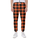 Pumpkin Orange Buffalo Check Print Scuba Joggers