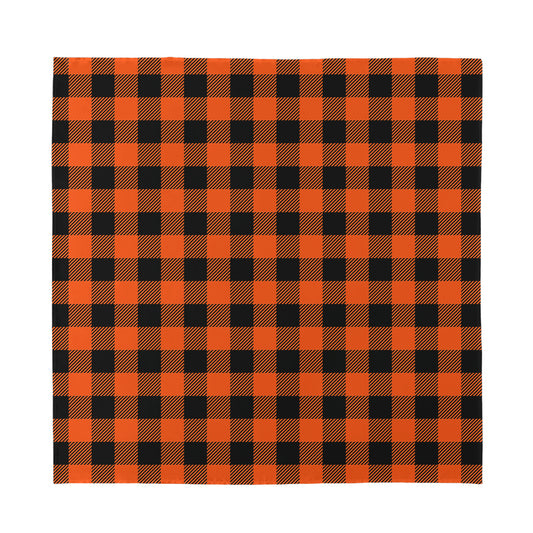 Pumpkin Orange Buffalo Check Print Silk Bandana