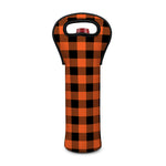 Pumpkin Orange Buffalo Check Print Single Neoprene Wine Tote