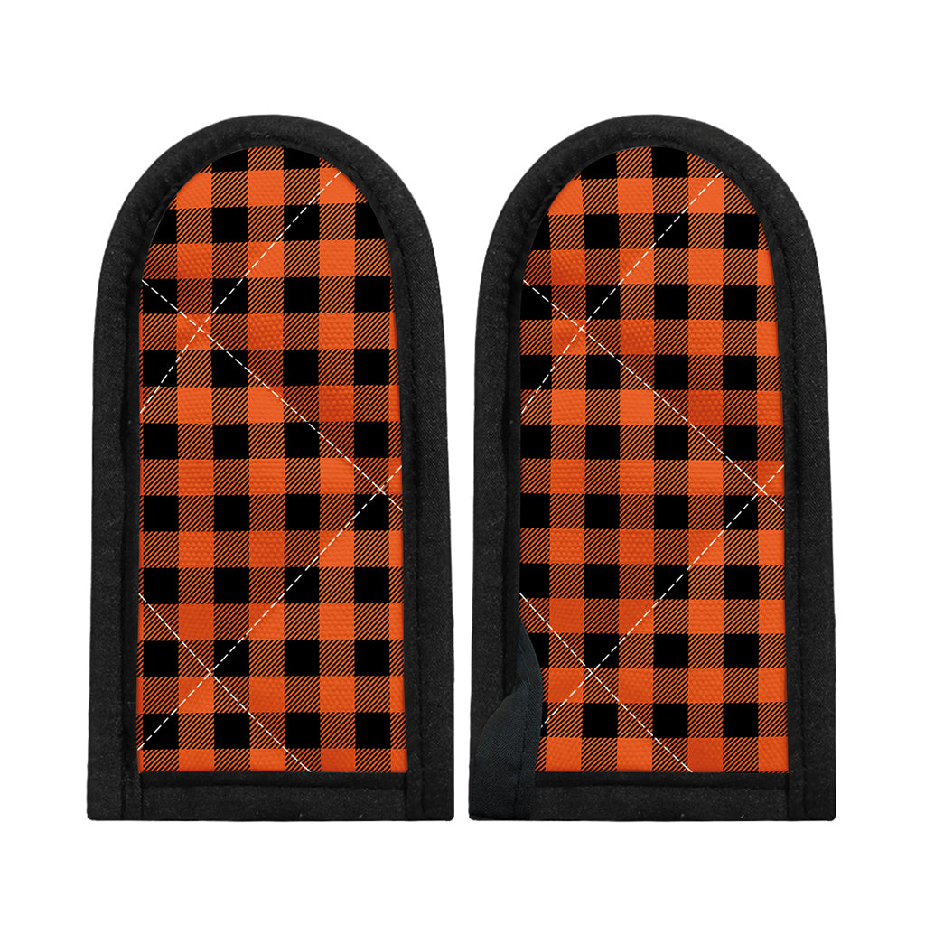 Pumpkin Orange Buffalo Check Print Skillet Handle Cover