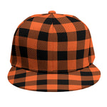 Pumpkin Orange Buffalo Check Print Snapback Cap