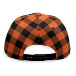 Pumpkin Orange Buffalo Check Print Snapback Cap