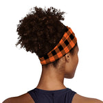 Pumpkin Orange Buffalo Check Print Sports Headband