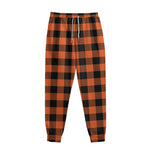Pumpkin Orange Buffalo Check Print Sweatpants