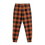 Pumpkin Orange Buffalo Check Print Sweatpants