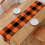 Pumpkin Orange Buffalo Check Print Table Runner