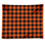 Pumpkin Orange Buffalo Check Print Tapestry